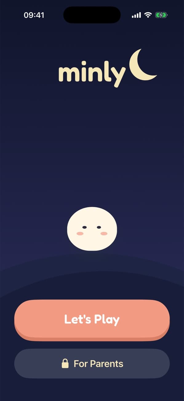 Minly screenshot: Home, bedtime